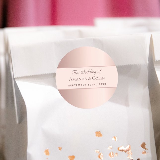 Hochzeitsgold Rose bedankt sich für die elegante M Runder Aufkleber (Von Creator hochgeladen)