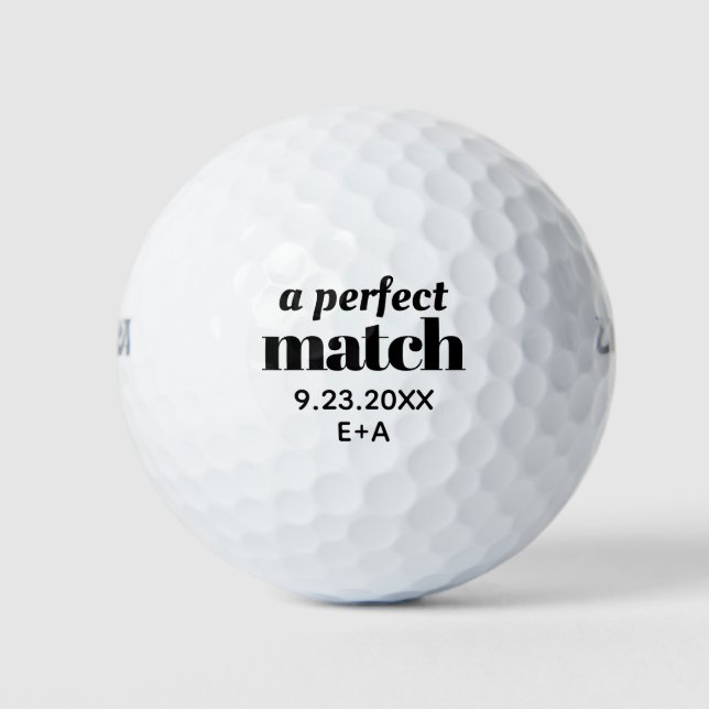 Hochzeitsgolfbälle Perfect Match Personalisiert Golfball (Vorderseite)