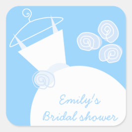 Hochzeitsgown Blue 'Brautparty' Aufkleberquadrat Quadratischer Aufkleber