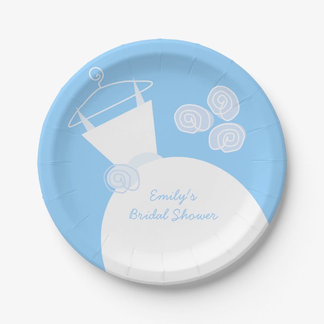Hochzeitsgown Blue "Brautparty"-Papiertafel Pappteller (Vorderseite)