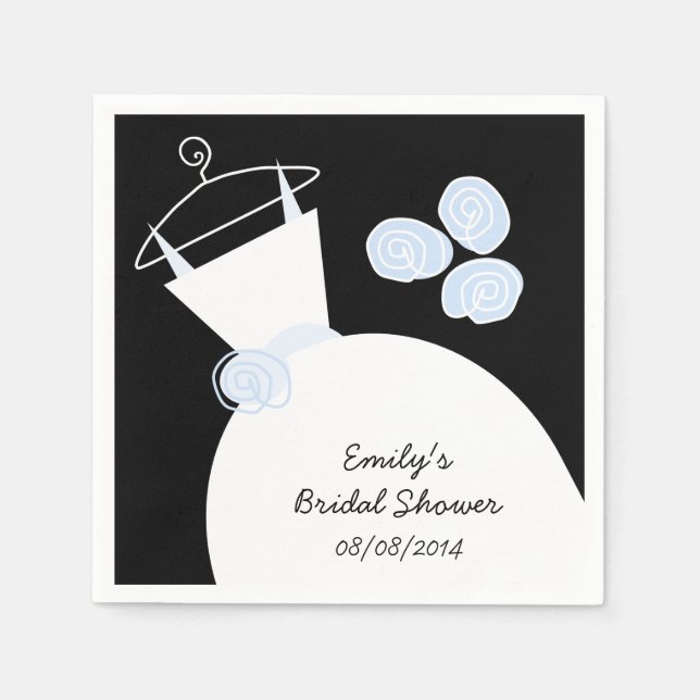 Hochzeitsgown Blue Brautparty 'Text' schwarz Serviette (Vorderseite)