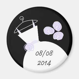 Hochzeitsgown Lila "Date" Kühlschrankmagnet schwar Magnet