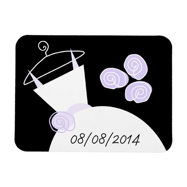 Hochzeitsgown Lila "Date" schwarz Magnet (Horizontal)