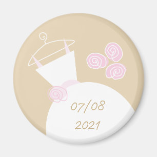 Hochzeitsgown Pink Beige 'Date' Kühlschrankmagnet Magnet