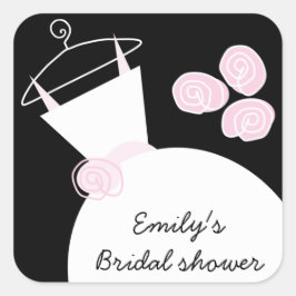 Hochzeitsgown Pink "Brautparty" Schwarz Quadratischer Aufkleber