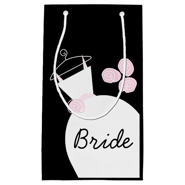 Hochzeitsgown Pink Bridge Geschenktasche schwarz Kleine Geschenktüte (Vorderseite)