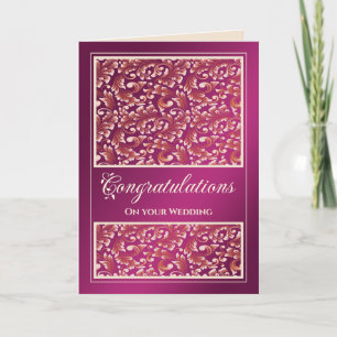 Hochzeitsgratulation Damask auf Pink Card Dankeskarte