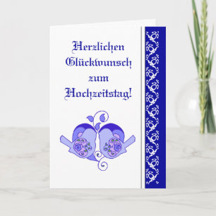 Hochzeitsgratulation Floral Heart Bird German Karte