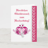 Hochzeitsgratulation Floral Heart Bird German
