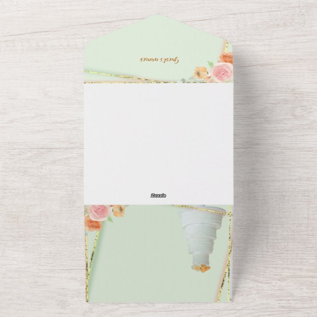 ** Hochzeitsgrün All In One Einladung (Außenbereich)