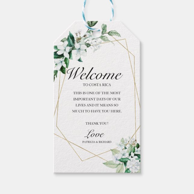 Hochzeitsgrün geometrische Blumengrün Geschenkanhänger (Vorderseite)