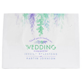 Hochzeitsgrün violette Blumen Dankeschön Geschenkt Große Geschenktüte