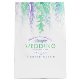 Hochzeitsgrün violette Blumen Dankeschön Geschenkt Mittlere Geschenktüte