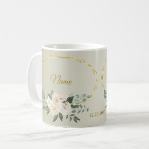 Hochzeitsgrünzeug Blätter Rosa Floral Gold Geometr Kaffeetasse