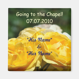 Hochzeitsgunst Save the Date Gelbe Rosen Magnete