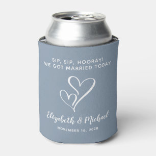 Hochzeitsgunst Sip Sip Hurra Dusty Blue Dosenkühler