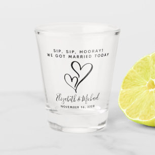 Hochzeitsgunst Sip Sip Hurra Herzen Schnapsglas