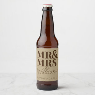 Hochzeitsgunst-Vorlage Mr & Mrs Name Rustikal Mode Bierflaschenetikett