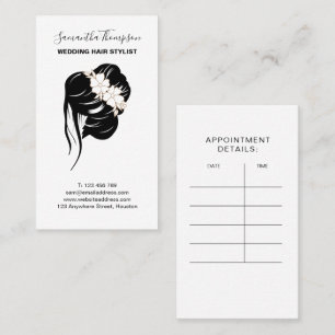 Hochzeitshaar Stylist Hair Graphic Schwarz-weiß Visitenkarte