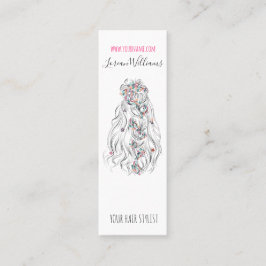 Hochzeitshaar Stylist Schwarz-weiß Wavy Hair Flora Mini Visitenkarte