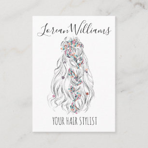 Hochzeitshaar Stylist Schwarz-weiß Wavy Hair Flora Visitenkarte