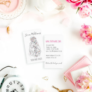 Hochzeitshaar Stylist Schwarz-weiß Wavy Hair Flora Visitenkarte