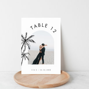 Hochzeitshandgezeichnete Palmenbaummenhandschuhe a Tischnummer