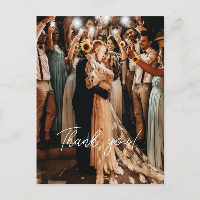 Hochzeitshandschrift Danke 1 Foto Postkarte (Vorderseite)