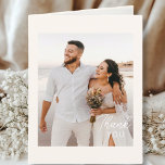 Hochzeitshandschrift Danke 3 Fotos Elegant Beige<br><div class="desc">Hochzeit handschriftlich danke Ihnen Karten,  die 3 Fotos haben. Minimal,  modern,  schön.</div>