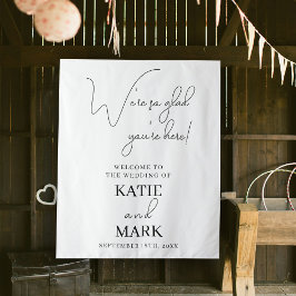 Hochzeitshangkalligrafie Schwarz-weißer Empfang Wandteppich
