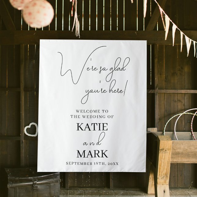 Hochzeitshangkalligrafie Schwarz-weißer Empfang Wandteppich (Wedding Hanging Calligraphy Black White Reception Tapestry)