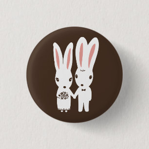 Hochzeitshäschen - Süße Braut und Bräutigam Button