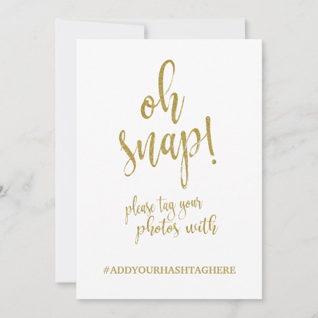 Hochzeitshashtag Glitzer Gold Adfordable Sign (Vorderseite)