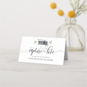 Hochzeitshashtag Signature Calligraphy Wasserfarbk Platzkarte