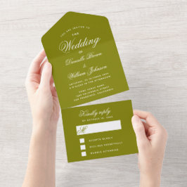 Hochzeitsheim Grüne Elegante Kalligraphie-UAWG All In One Einladung