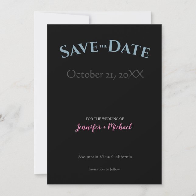 Hochzeitsheirat Minimalistisch Modernes Schwarzes Save The Date (Vorderseite)
