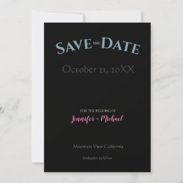 Hochzeitsheirat Minimalistisch Modernes Schwarzes Save The Date