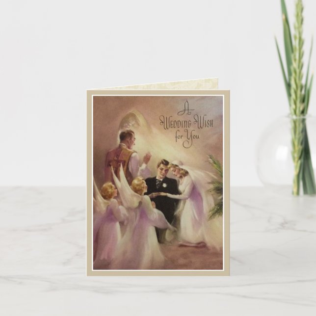 Hochzeitsheiratsbräune PriesterAngeln Karte (Vorderseite)