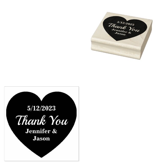 Hochzeitsherz mit Dankeschön Text Gummistempel (Stempel)