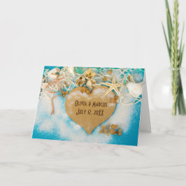 Hochzeitsherz mit Muscheln und Starfish Karte