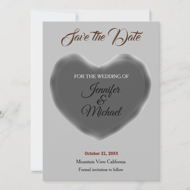 Hochzeitsherz Modernes Minimalistisches Schlicht Save The Date (Vorderseite)