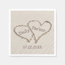 Hochzeitsherzen in Beach Sand Serviette
