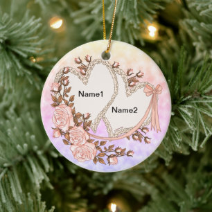 Hochzeitsherzen-Ornament Keramik Ornament