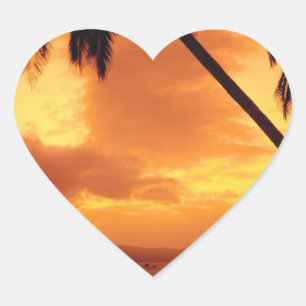 Hochzeitsherzen Palmenbaum über den Wasserhärten Herz-Aufkleber
