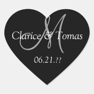 Hochzeitsherzen - Personalisiertes Monogramm Herz-Aufkleber