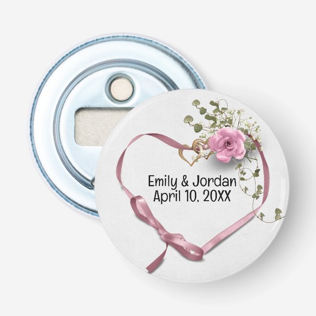 Hochzeitsherzen und Herzrasen Flaschenöffner (Vorderseite)