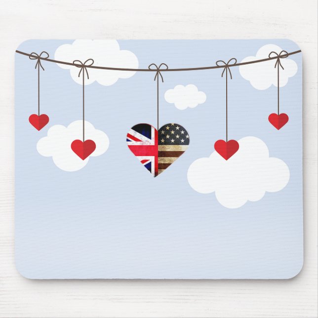 Hochzeitsherzen unter britischer und amerikanische mousepad (Vorne)