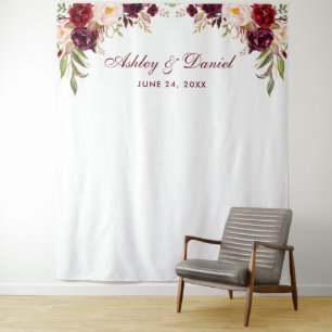 Hochzeitshintergrund Foto Stand Prop Burgundy Flor Wandteppich