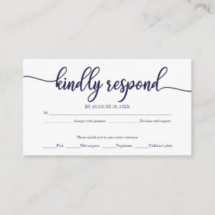 Hochzeitshochzeit von Navy Blue and White Calligra Begleitkarte