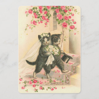 Hochzeitshochzeits Kätzchen im Vintage-Stil Einladung